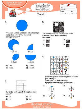 1. sınıf Bilsem Genel Yetenek Testileri